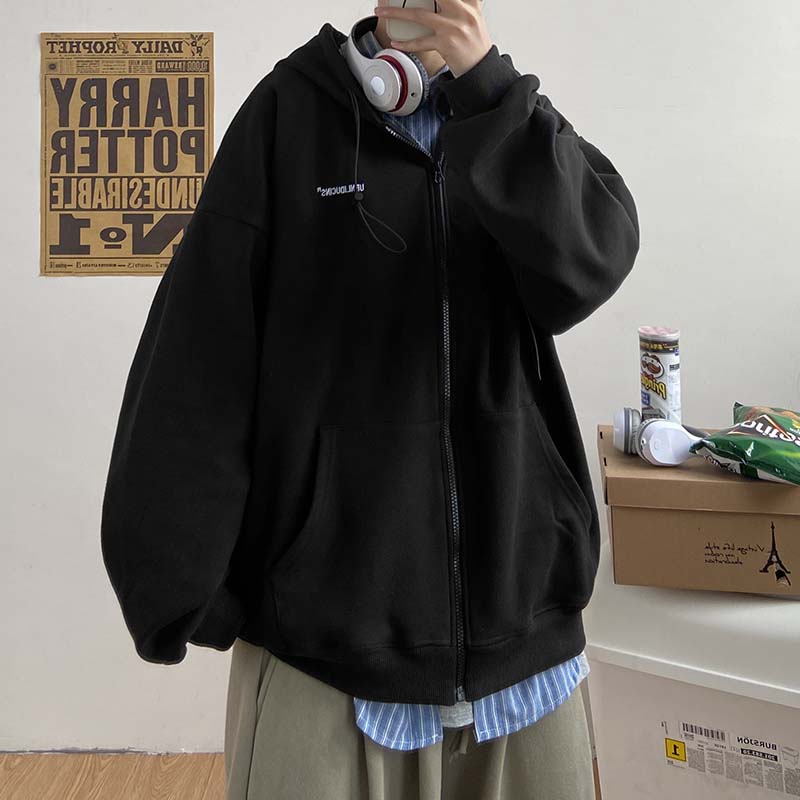 2023秋季外套男宽松大码开衫连帽上衣青少年卫衣潮A110-W801-TP50,男装卫衣,电商A155