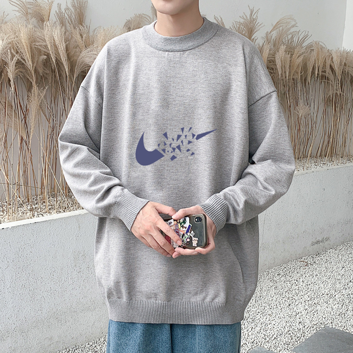 2023秋季青少年毛衣宽松大码潮流休闲打底衫男简约A110-MY06-TP40,男装针织衫/毛衣,电商A155