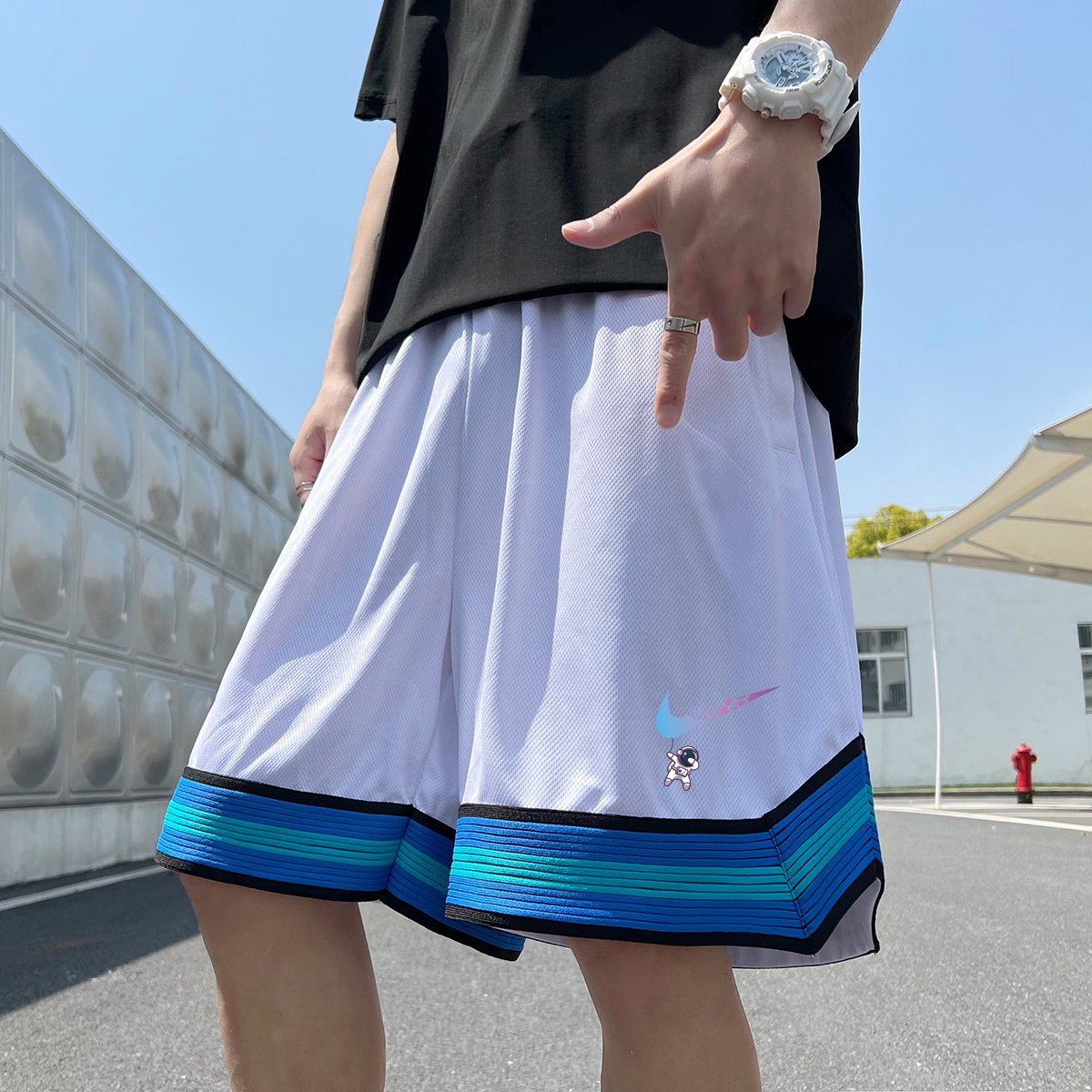 2024夏季冰丝短裤男士五分裤宽松大码港风休闲速干A155-K2310-P25，男装休闲裤，电商A155