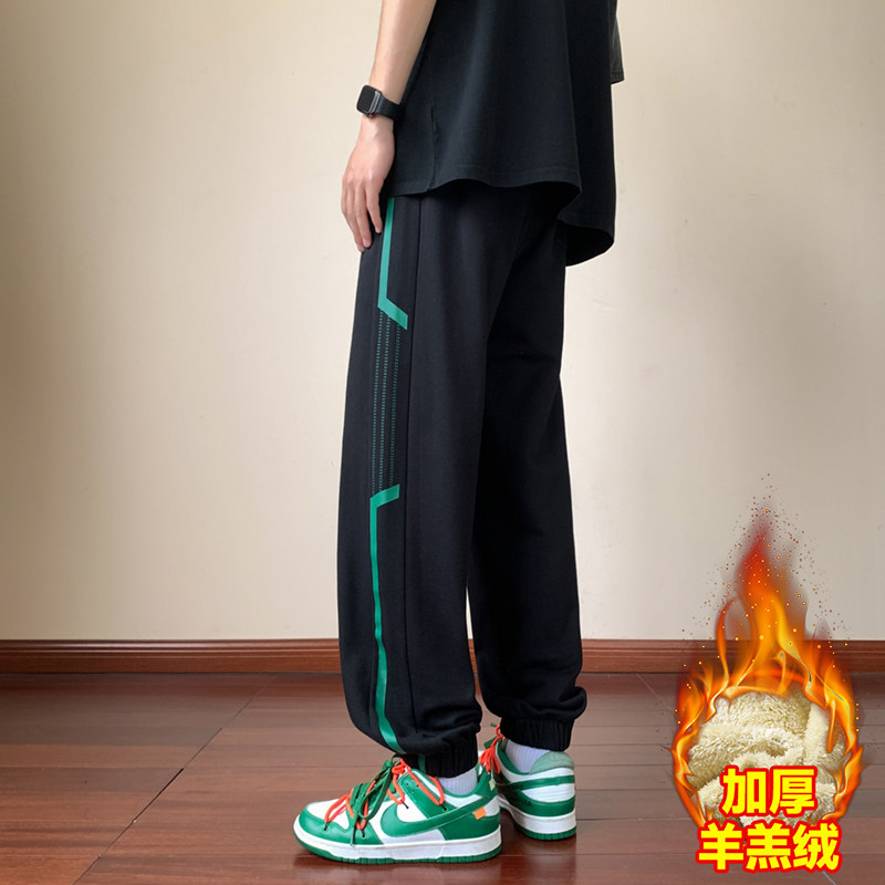 冬加绒加厚休闲裤男羊羔绒潮流直筒束脚裤子男潮A155-CK05R-TP45,男装休闲裤,电商A155