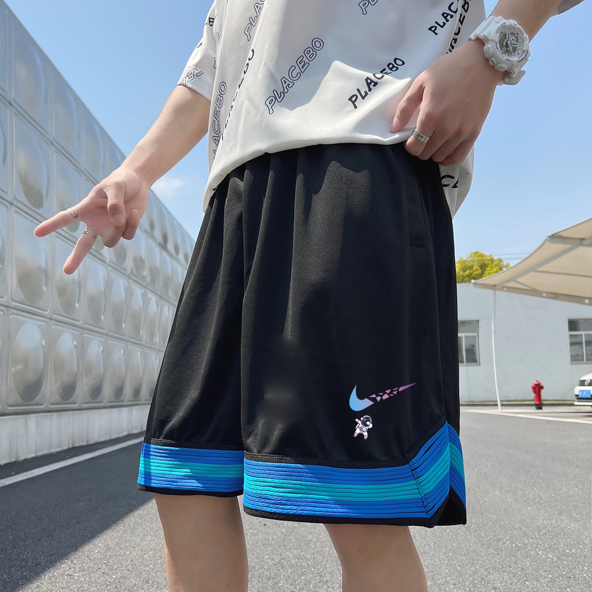 2024夏季冰丝短裤男士五分裤宽松大码港风休闲速干A155-K2310-P25，男装休闲裤，电商A155
