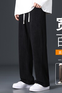 2024春灯芯绒卫裤男裤宽松直筒休闲高街拖地长裤 A155-DDK06-TP38图片