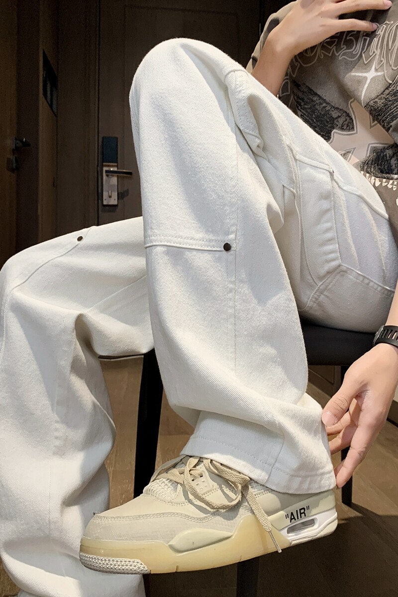 抖音伐木裤工装牛仔裤港风宽松直筒休闲裤子A155-XK03-TP60,男装牛仔裤,电商A155