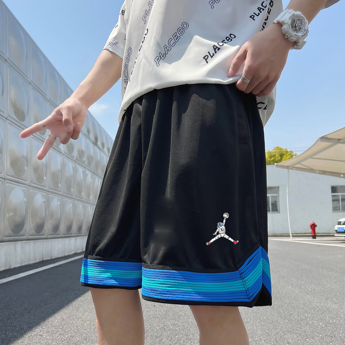 2024夏季冰丝短裤男士五分裤宽松大码港风休闲速干A155-K2306-P25,男装休闲裤,电商A155