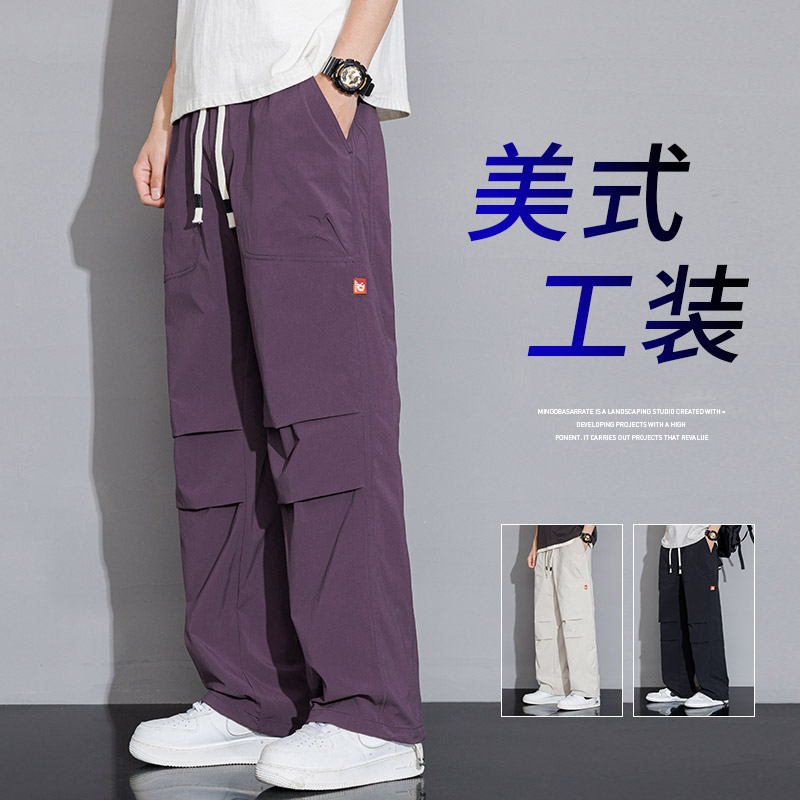 2024春季男工装裤宽松大码直筒裤青年休闲运动裤子A155-TK03-TP52图片