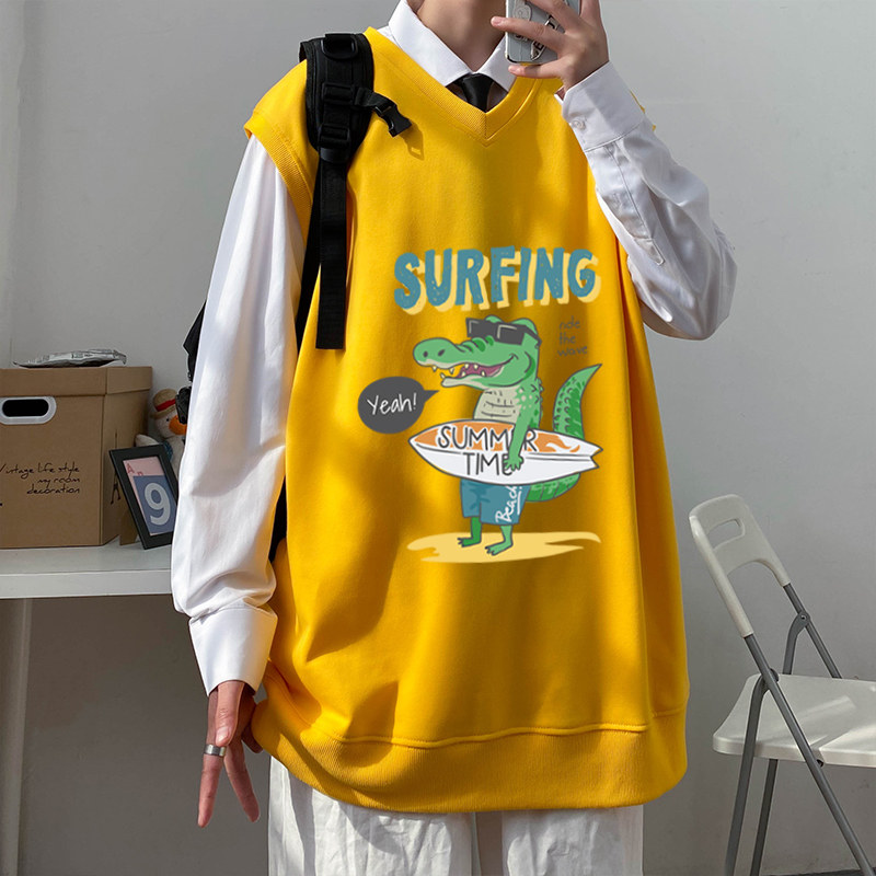 Spring and summer new youth vest men's Vest Hong Kong style large size top