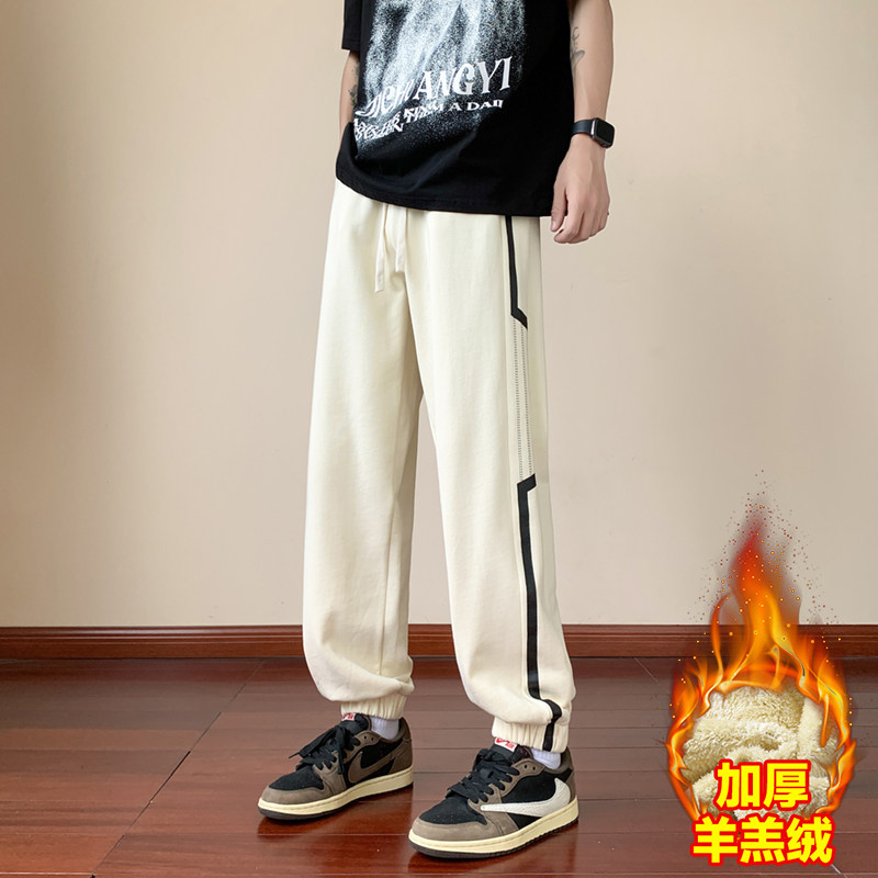 冬加绒加厚休闲裤男羊羔绒潮流直筒束脚裤子男潮A155-CK05R-TP45,男装休闲裤,电商A155