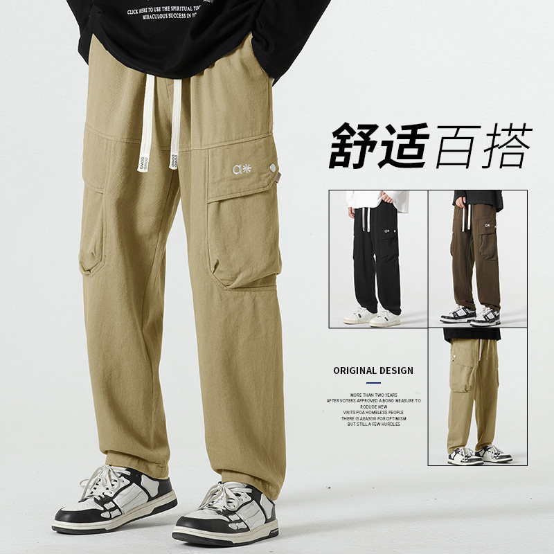 美式休闲长裤男士春季新款宽松直筒工装裤痞帅裤 A155-DDK18-TP50图片