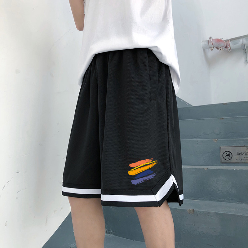 2024年夏冰丝速干运动裤港风潮男色带印花直筒短裤A155-K805-P25,男装休闲裤,电商A155