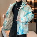 NASA联名90白鸭绒羽绒服男90绒提花羽绒外套潮A155-BBYR02-TP207，男装羽绒服，电商A155