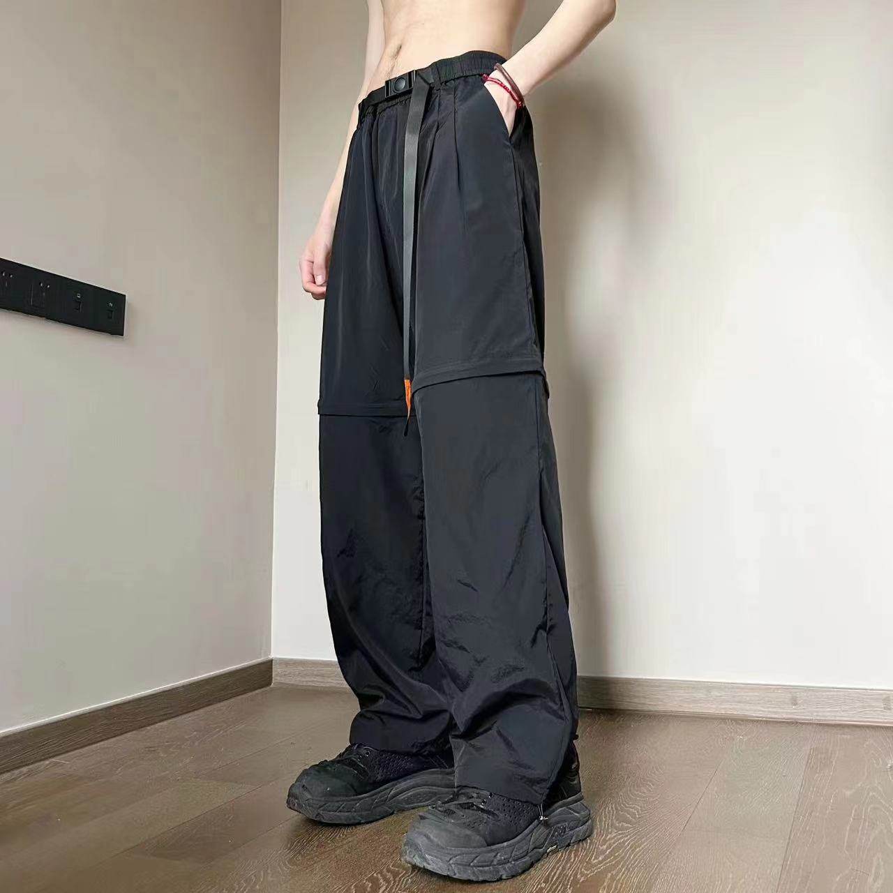 抖音品质2024春季伞兵裤假两件可拆卸宽松休闲裤子A155-K200-TP30，男装休闲裤，电商A155