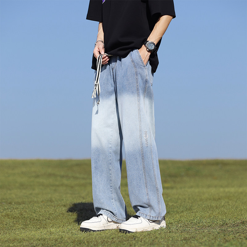 2024春季牛仔裤男士长裤宽松大码直筒裤潮流撞色A155-JYFK24-TP57,男装牛仔裤,电商A155