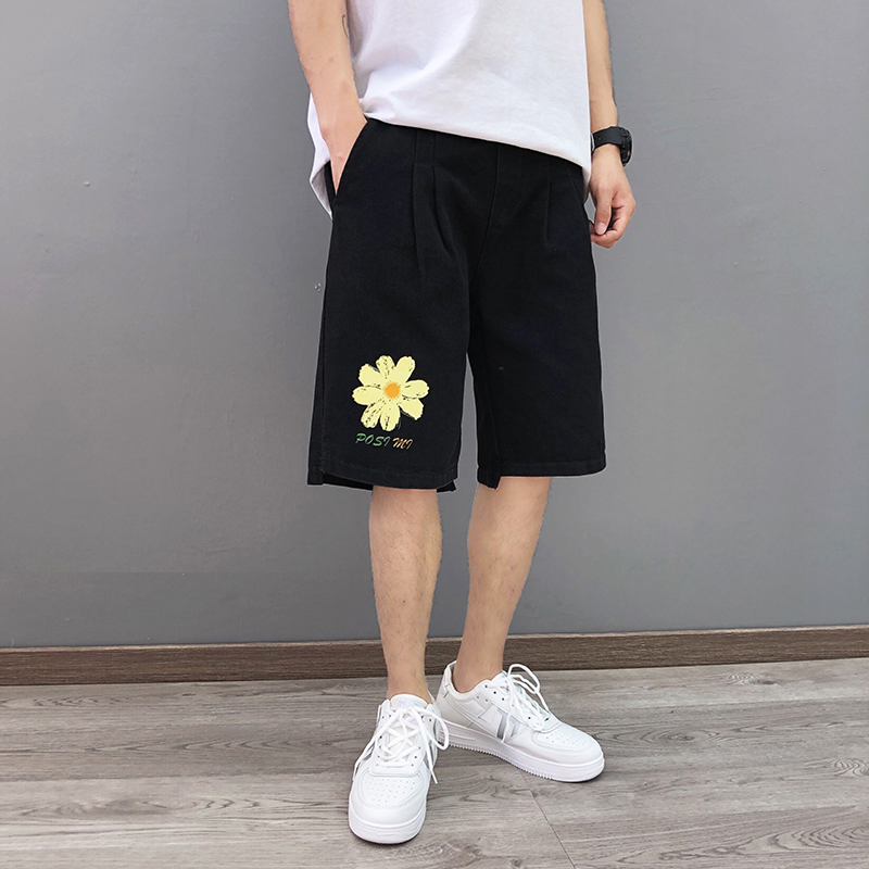 2021 spring and summer new youth denim shorts fashion simple Capris men