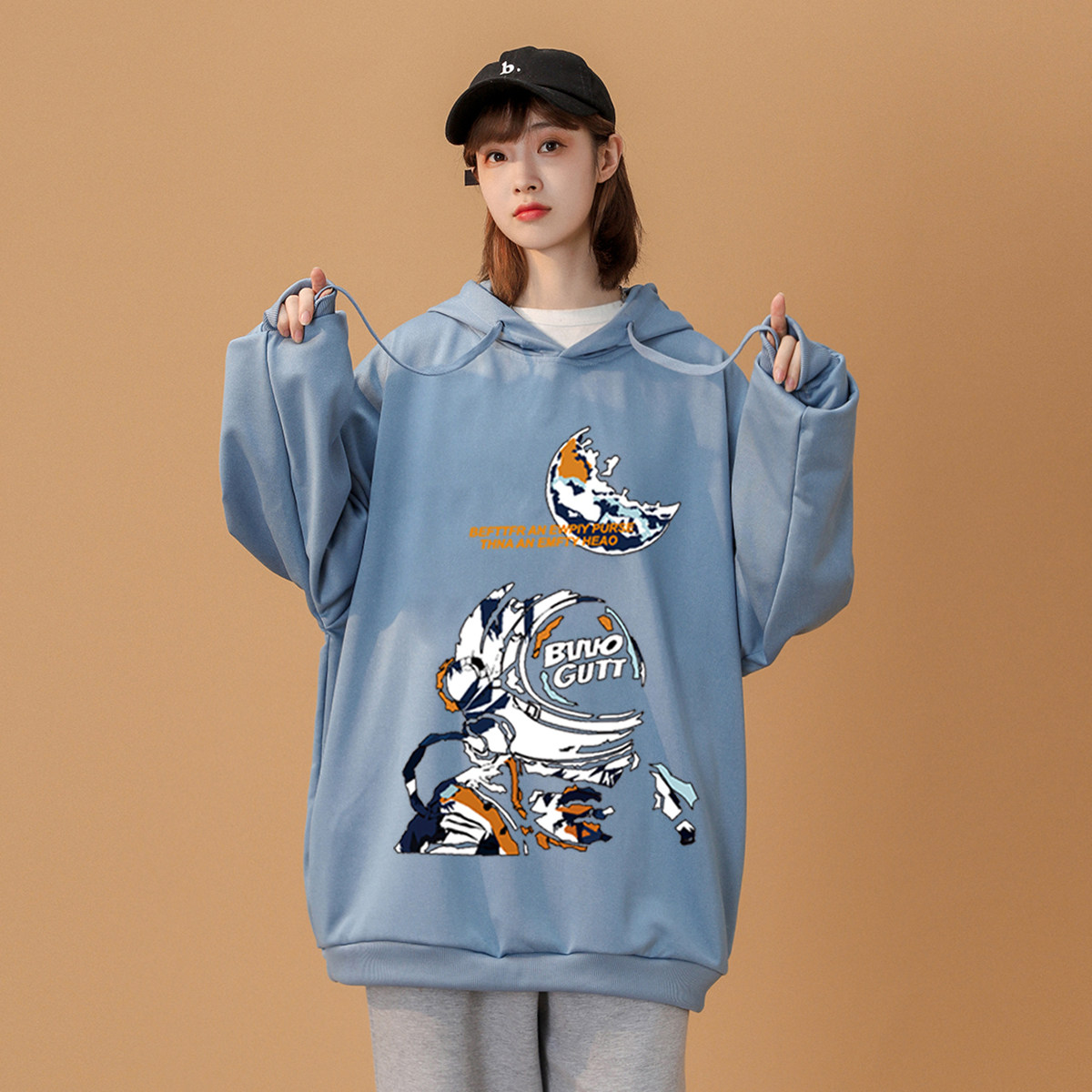 2023秋季青少年卫衣宽松大码连帽套头打底衫外套潮A110-LM307-P35,女装卫衣/绒衫,电商A155