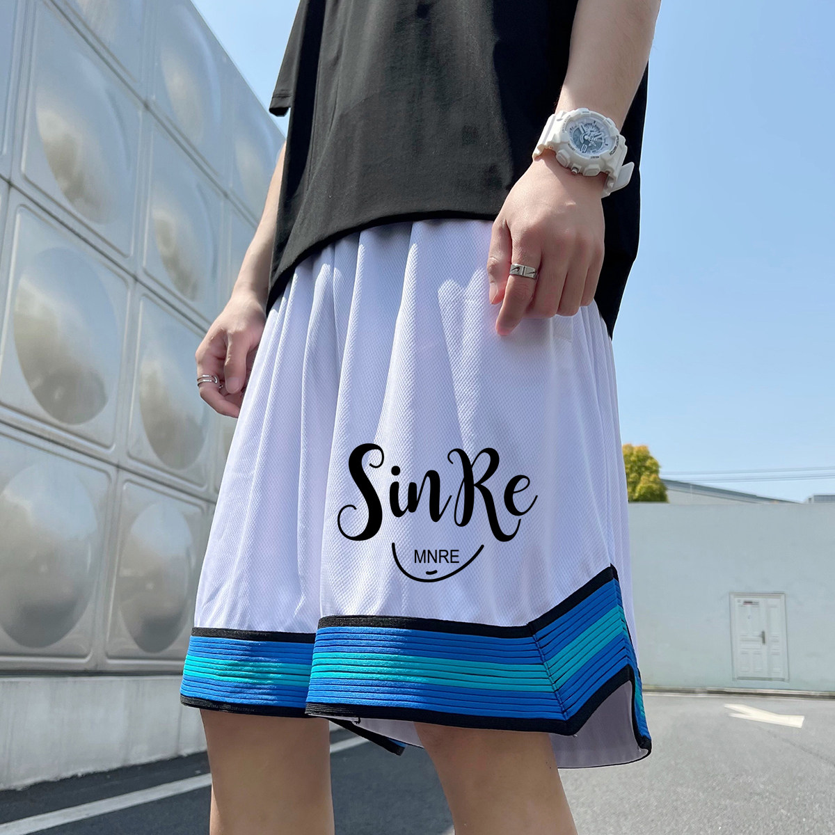 2024夏冰丝短裤男士五分裤港风大码潮流直筒裤速干A155-K2324-P25,男装休闲裤,电商A155
