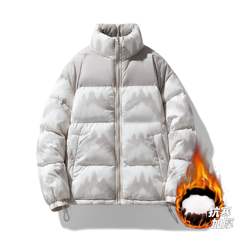 冬季雪山图案绣花立领棉衣情侣款加厚男棉衣 A155-JKM01-TP80图片
