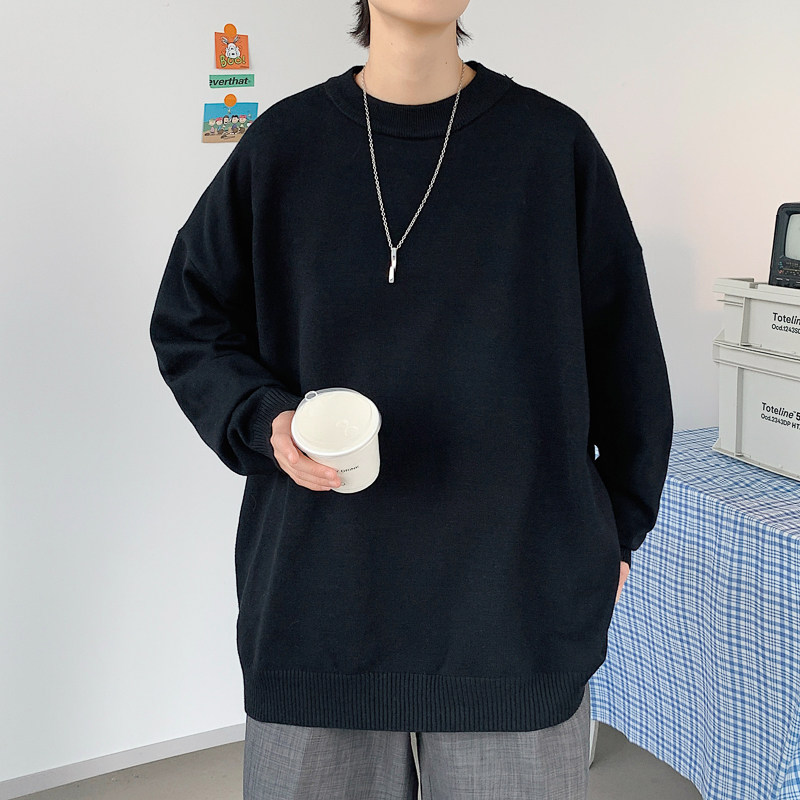 2023秋季毛衣男宽松大码套头休闲圆领针织衫简约A155-MY01-TP35,男装针织衫/毛衣,电商A155