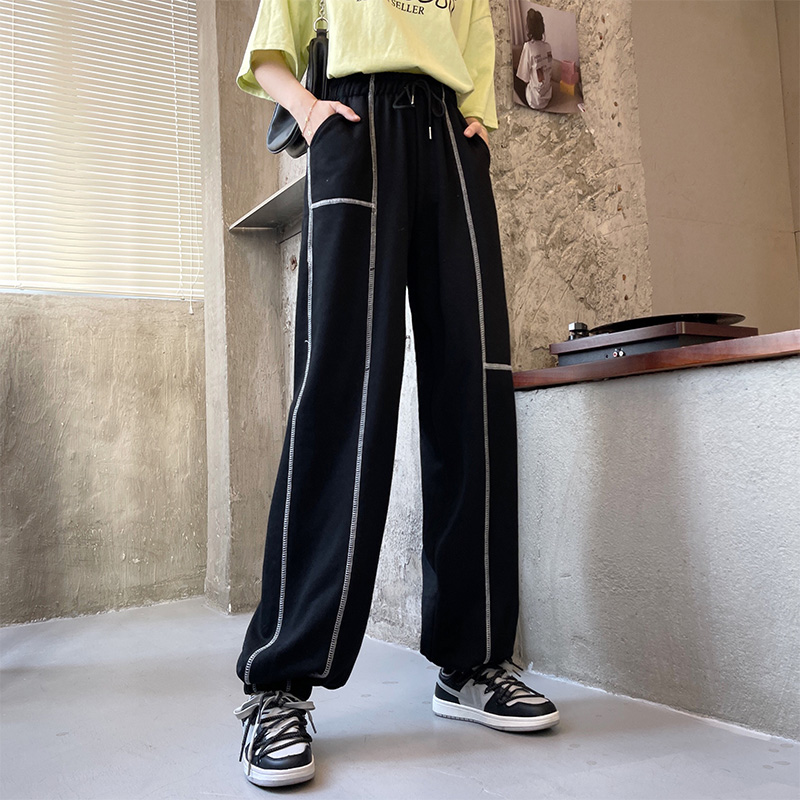 Real shot new summer thin pants women's Harajuku style work pants loose high waist leisure wide leg pants fashion