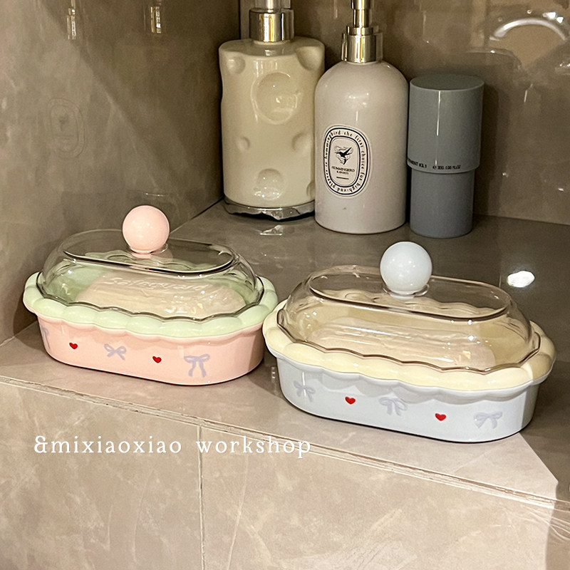 多巴胺肥皂盒双层家用带盖防尘沥水高颜值卫生间洗漱台香皂置物架