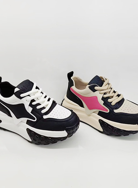 2025秋季款真皮圆头系带松糕底老爹鞋休闲运动鞋女93031