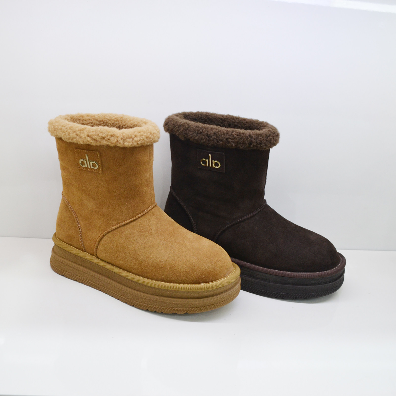 冰洁女鞋2025冬季新款真皮加绒保暖厚底防滑时尚雪地靴棉鞋88522