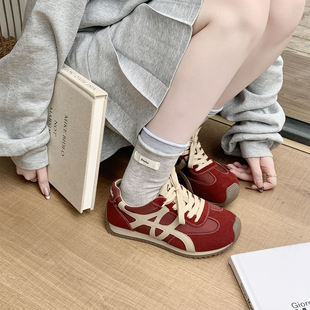 2025秋季 359 新款 休闲运动鞋 0012 真皮圆头平跟学生阿甘鞋 冰洁女鞋