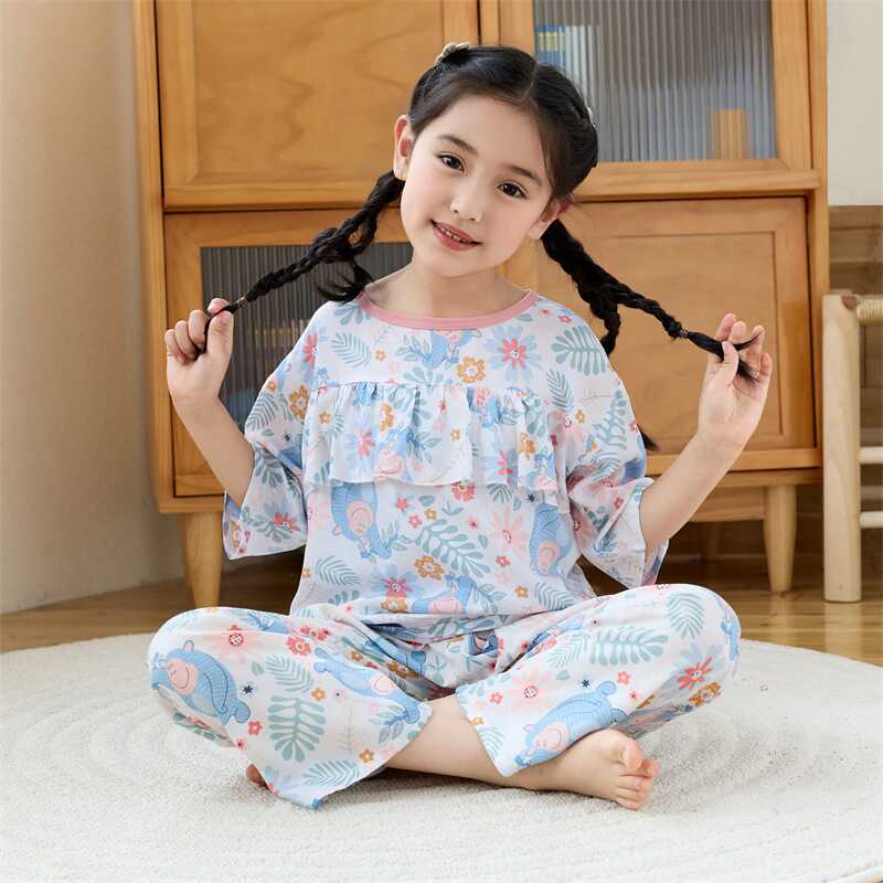 中袖防凸点套装家居服棉绸夏季