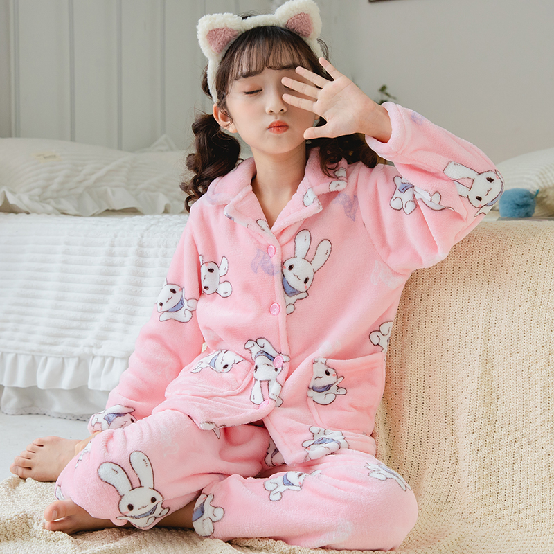 秋冬季儿童珊瑚绒家居服套装