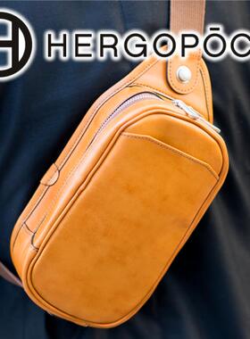 日本正品代购直邮 HERGOPOCH日本制男款单肩背包小牛皮潮流挎包