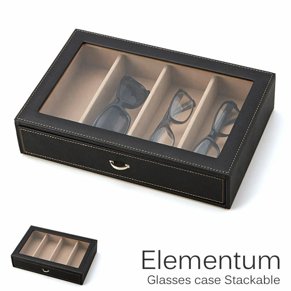 日本代购 茶谷产业 高档皮质方形眼镜盒/玻璃面多功能手表收纳盒,收纳整理,手表收纳盒/架/套,淘宝优惠券,粉丝福利购,淘宝优惠卷