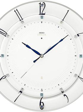 日本直邮精工薄款简约镶嵌施家水晶自动校时挂钟HS559B/HS559W