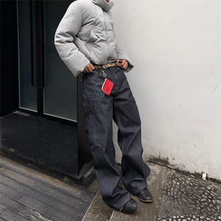 RBM 男 赤耳红边原牛14盎司小a字直筒阔腿2021m休闲复古丹宁牛仔裤