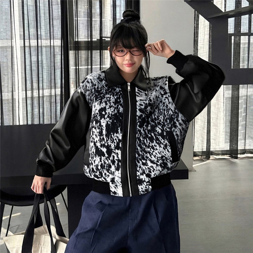 RBM美式豹纹拼接cleanfit夹克