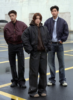 RuleByMe 阿尔法丝绒bomber夹克棉服ma1飞行员短宽版型冬季厚外套