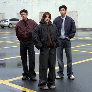 厚外套 型冬季 RuleByMe 阿尔法丝绒bomber夹克棉服ma1飞行员短宽版