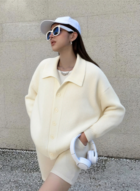 RULE BY ME 高领纽扣cleanfit老钱风针织开衫毛衣宽松男女外套冬