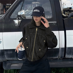 RULE BY ME 巴恩风cleanfit做旧工装夹棉外套男女高街底特律夹克