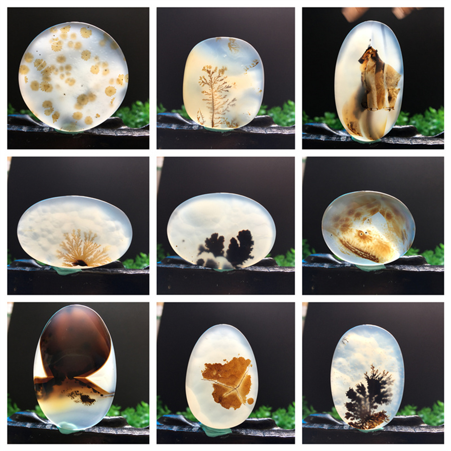 马料海洋玉髓I吊坠方牌风景奇石草花玛瑙摆件一景一物精品像形y