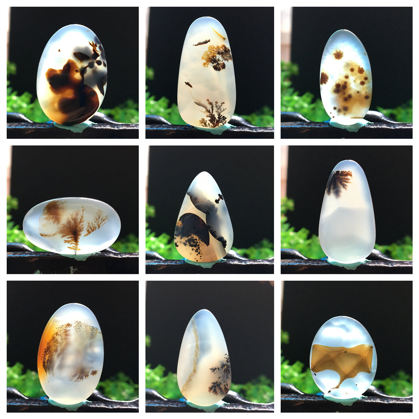 马料海洋玉髓I吊坠方牌风景奇石草花玛瑙摆件一景一物精品像形C