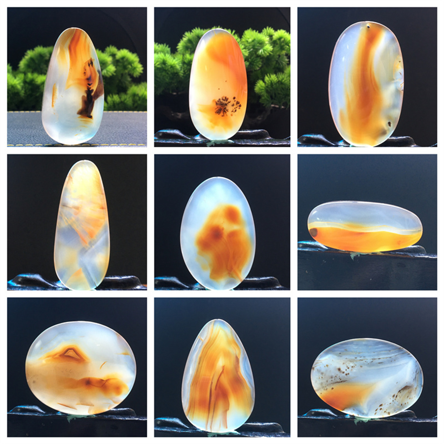 马料海洋玉髓I吊坠方牌
