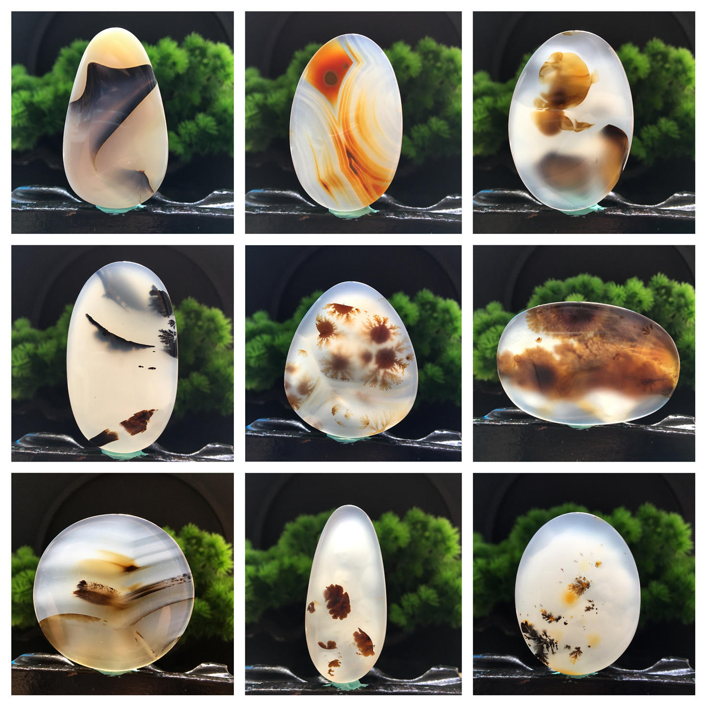 马料海洋玉髓吊坠方牌风景