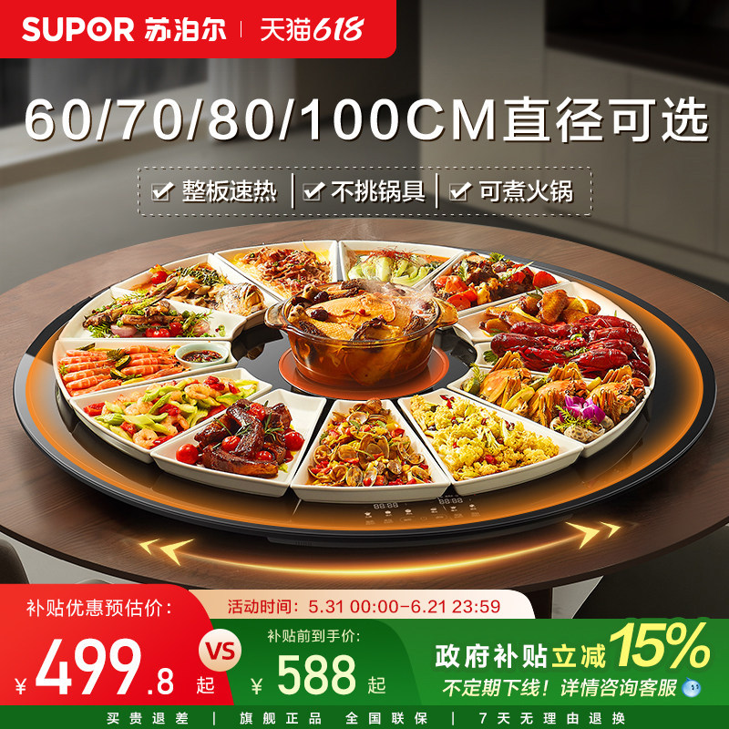 苏泊尔暖菜板热菜板家用圆形加热盘餐桌保温垫保温板饭菜多功能