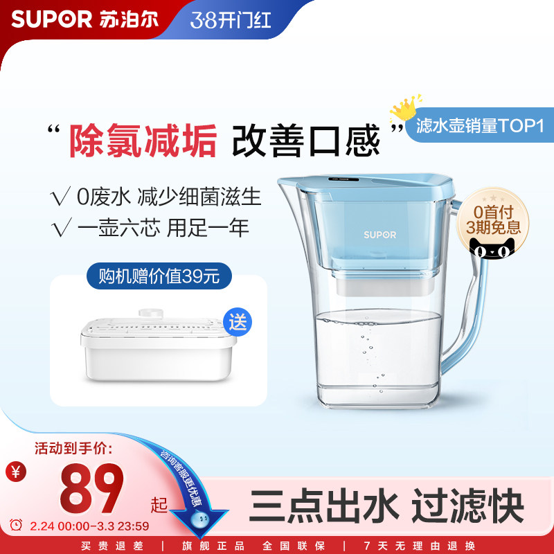 苏泊尔净水壶自来水过滤器家用非直饮厨房净水器滤水器滤水壶