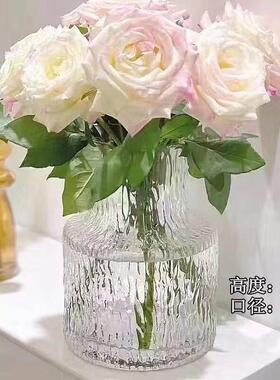 跨境风爆款冰川i透明花简约ns鲜家花5555干花绿植居摆件花插花器