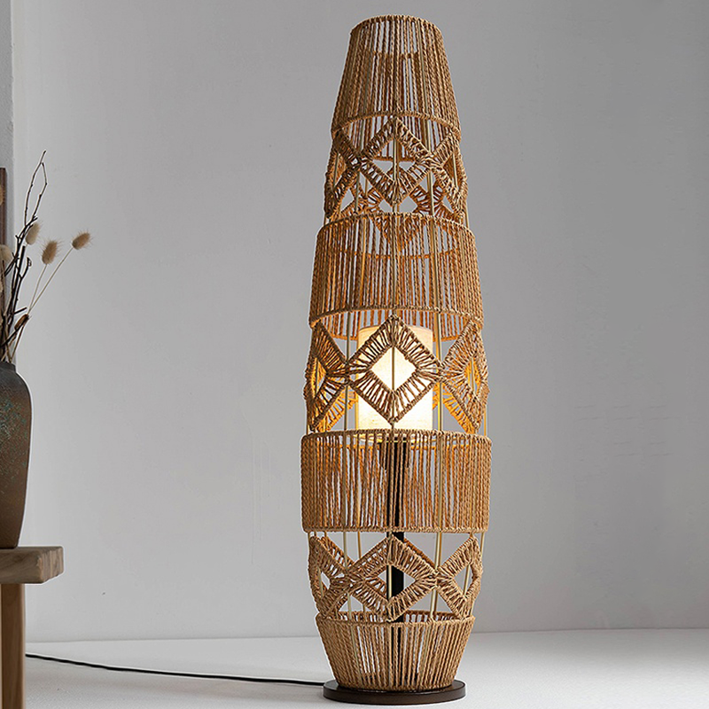 侘寂风麻绳落地灯民宿客厅立式灯