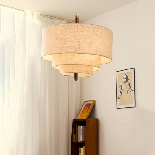 侘寂风创意中古餐厅卧室布艺吊灯