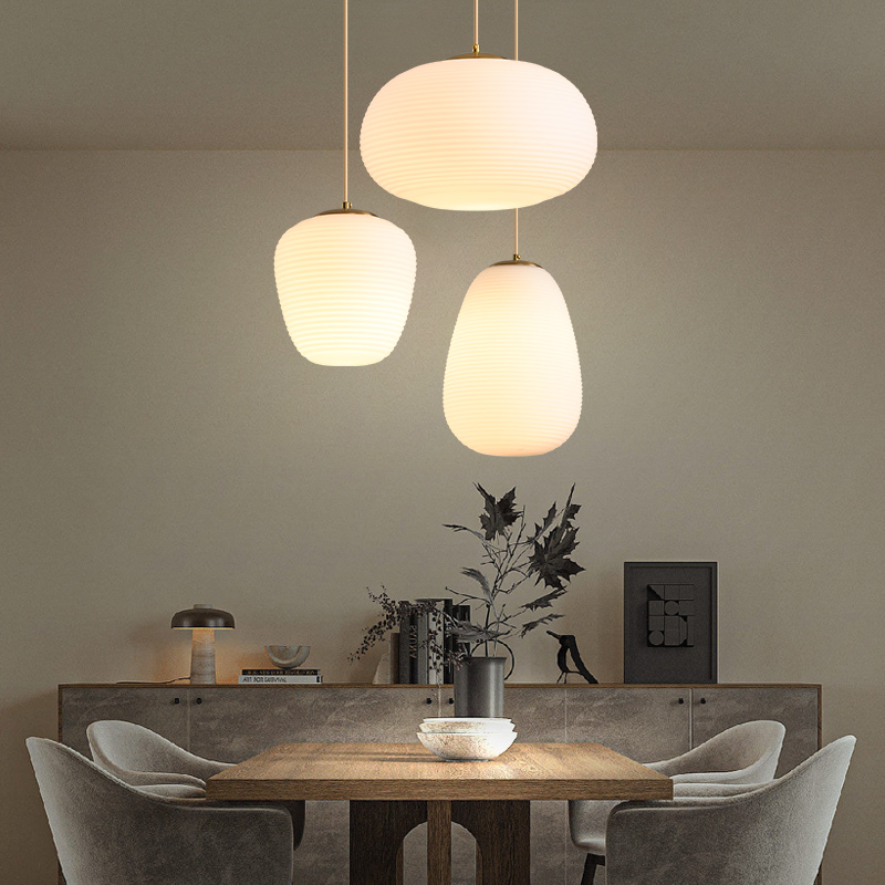 波记侘寂风玻璃鹅卵石餐厅吊灯