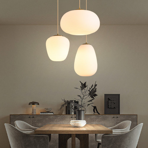 波记侘寂风玻璃鹅卵石餐厅吊灯