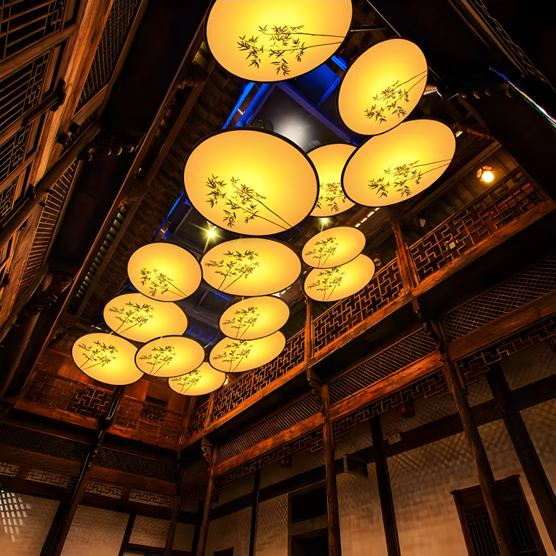 新中式餐厅吊灯中国风酒店大堂宴会厅禅意灯餐饮过道创意复古灯具