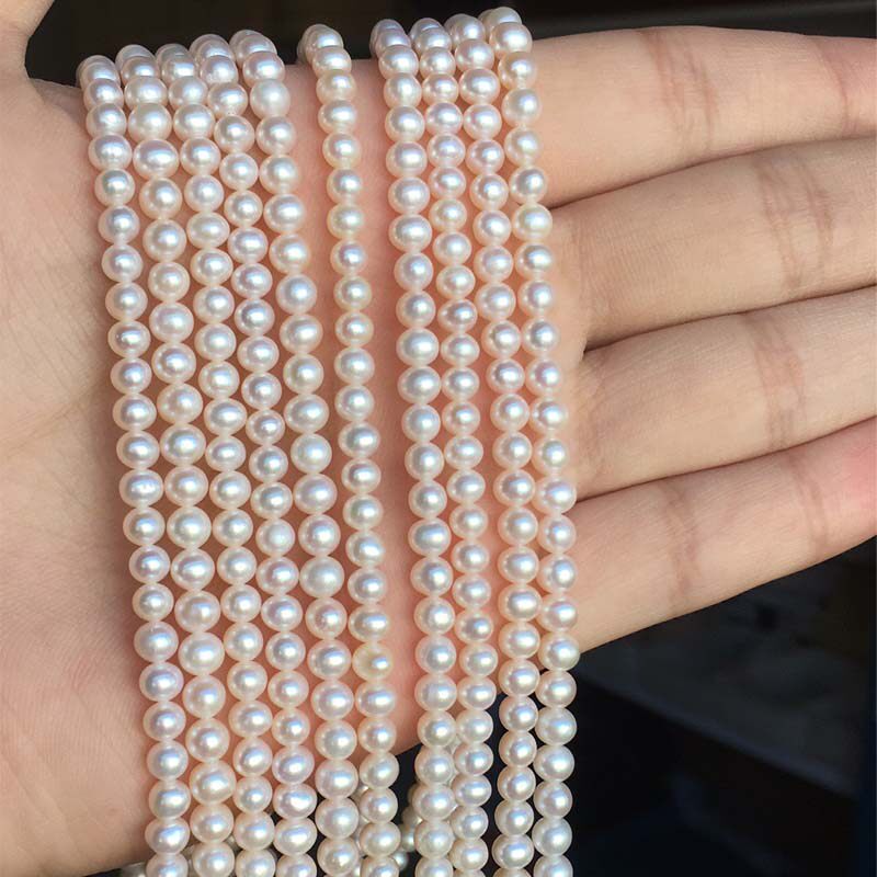 White and round Natural freshwater pearl 4-4.5mm/4.5-5mm white Pearl Necklace DIY Halfin the Jewelry/Diamond/Jade/Gold , Natural pearls (New) , Jewellery stones  category - from Buy2taobao.com to provide professional Taobao agent buy service